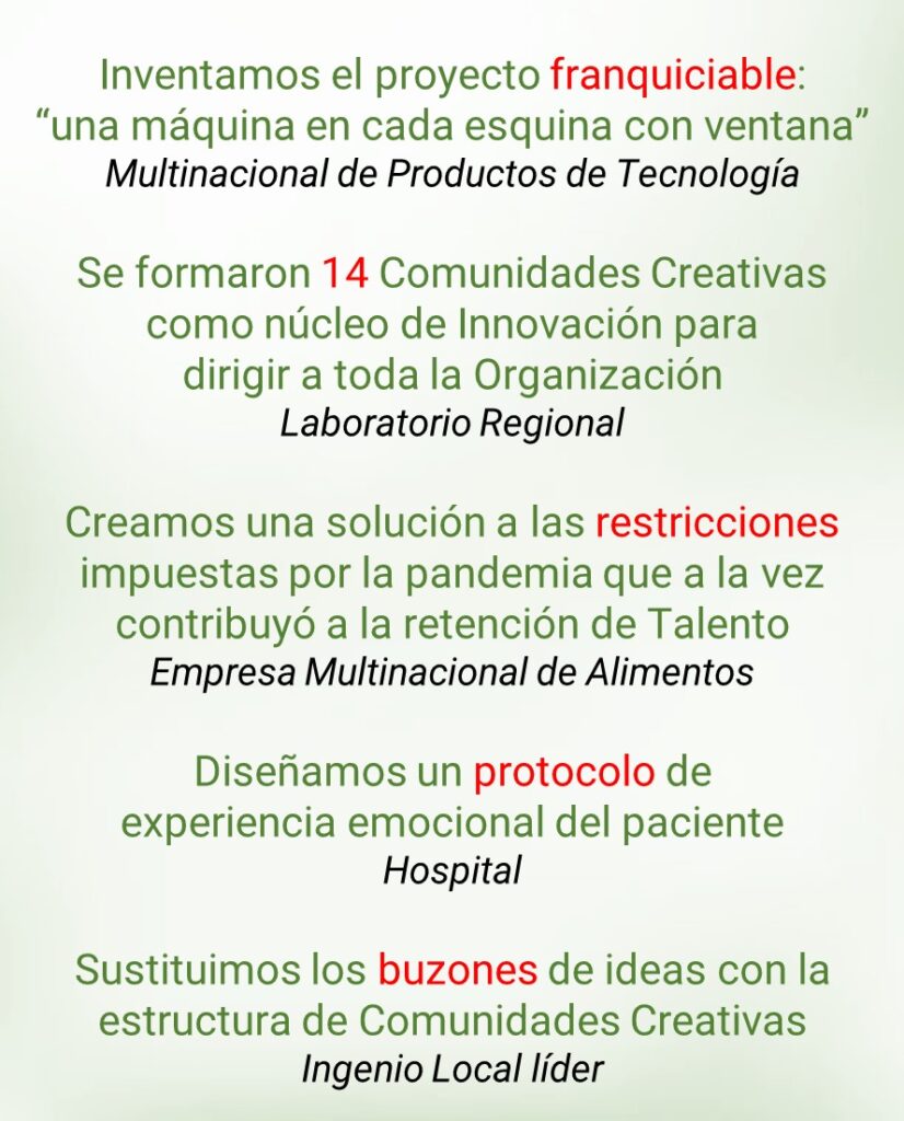 Estrategia, Creatividad & Pensamiento Disruptivo. Conferencias y Talleres para revolucionar cómo los líderes y equipos piensapiensan, idean, interactúan y resuelven para diseñar ideas audaces y crear Valor extraordinario. Comunidades Creativas Cultura de Innovación. Frank Gamez Consulting. Guatemala