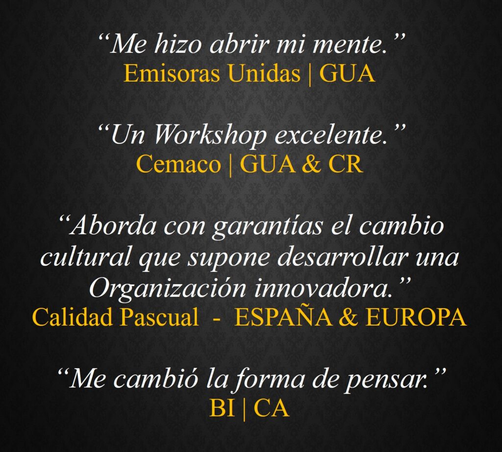Testimonial Frank Gamez Consulting workshop talleres Pensamiento Disruptivo Estrategia creatividad Cultura